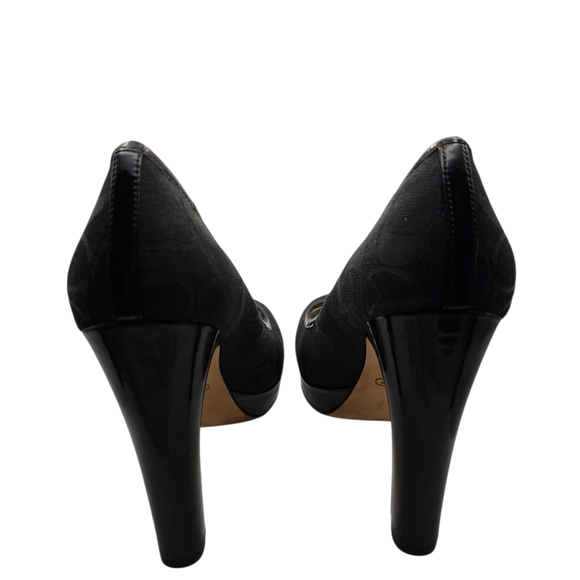 Coach Black High Stiletto Peep-Toe Heels - Picture 4 of 8